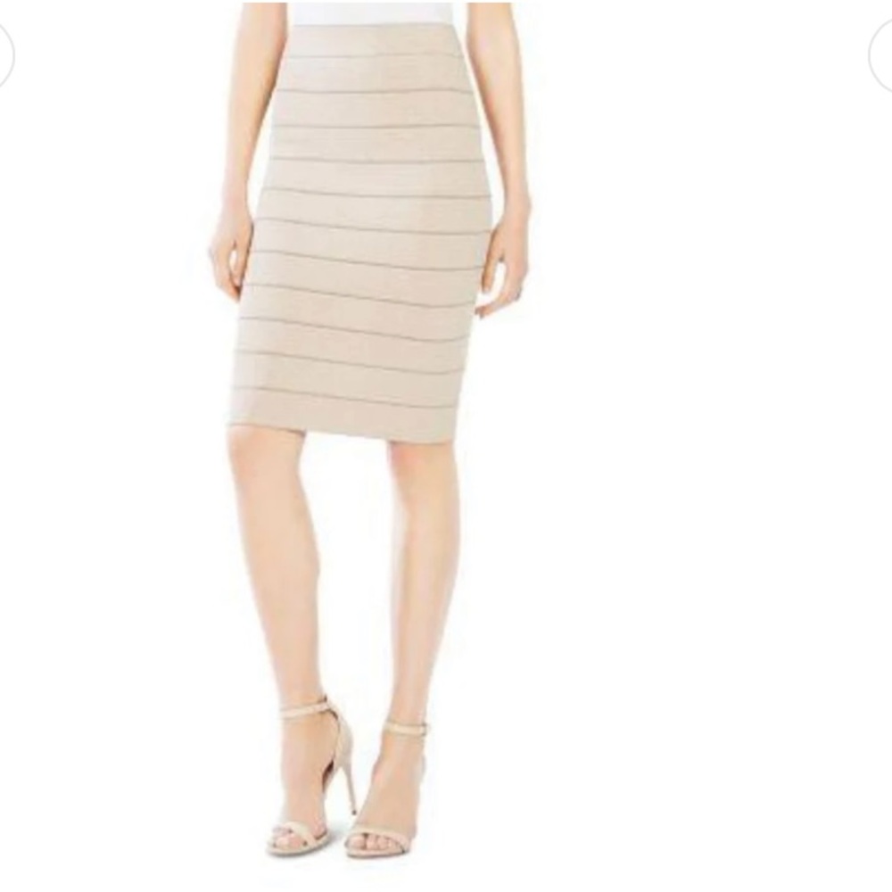 BCBG gold metallic bandage skirt